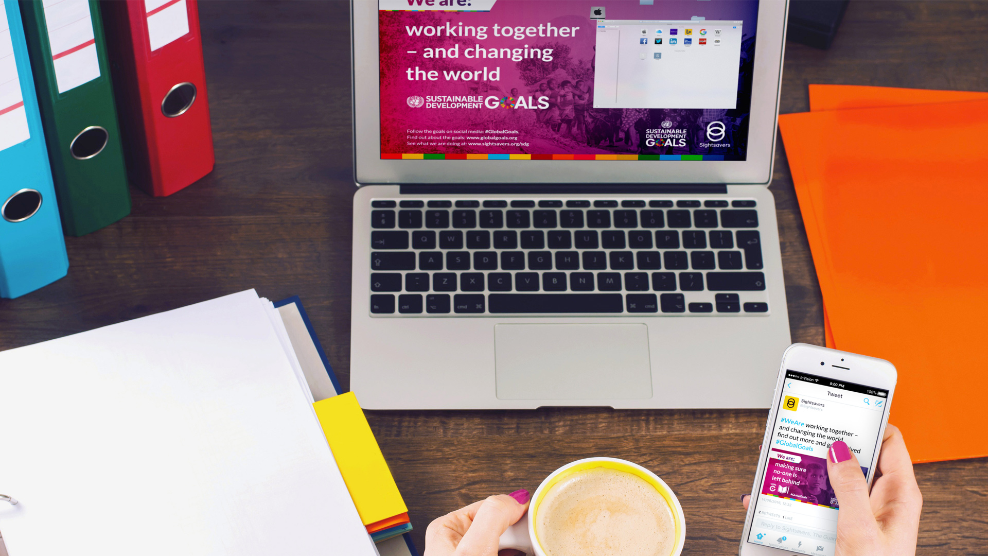 Image of a laptop wallpaper showing the graphics fr the campaign