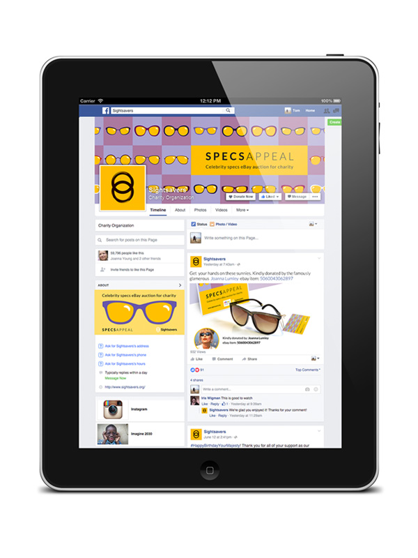 iPad showing campaign graphics on Facebook page