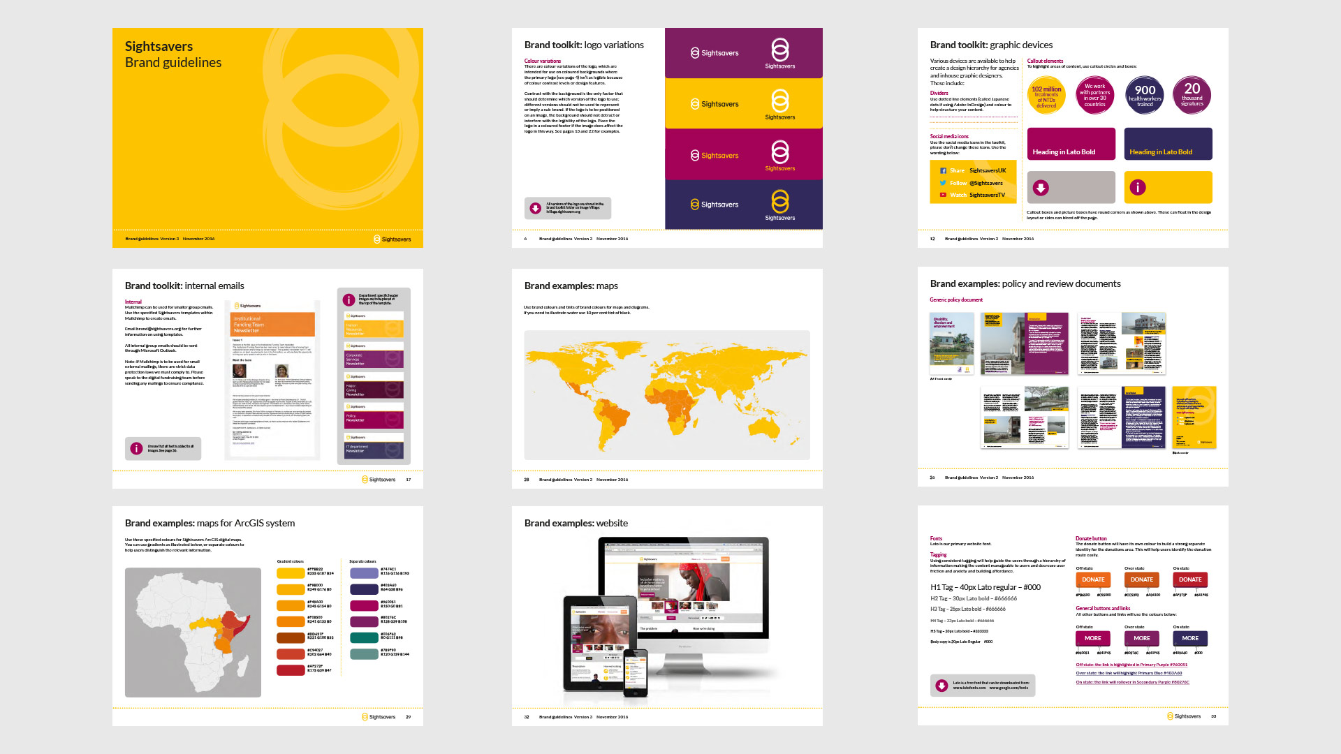 9 pages displayed from the brand guidelines