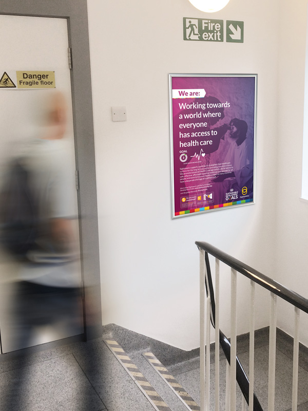 Image of a poster in Sightsavers office