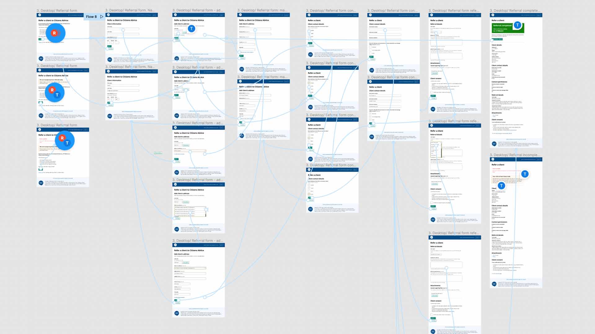 Image of the prototype interactions design shown in Figma
